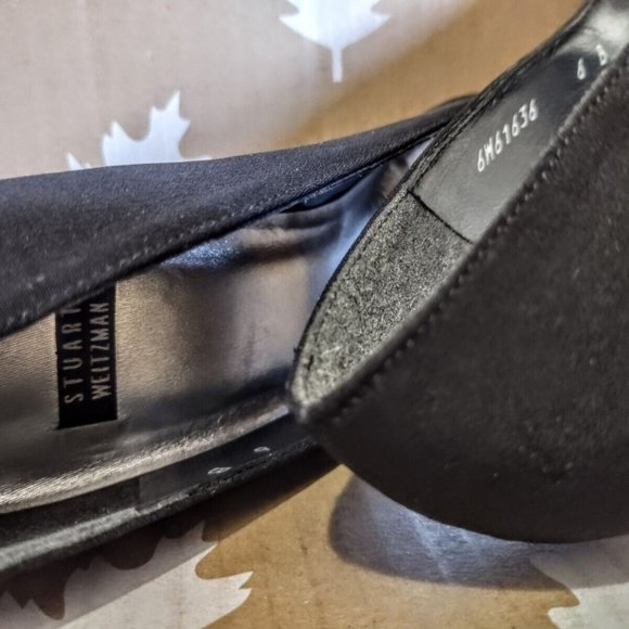Stuart Weitzman Satin Pointed-Toe Embellished Pump Spool Heel 6B Crystal - Picture 6 of 11